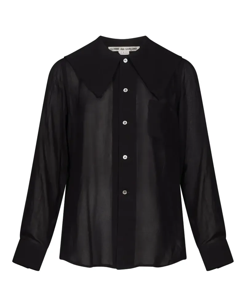 Comme des Garçons Transparentes Hemd mit spitzem Kragen - Schwarz Schwarz