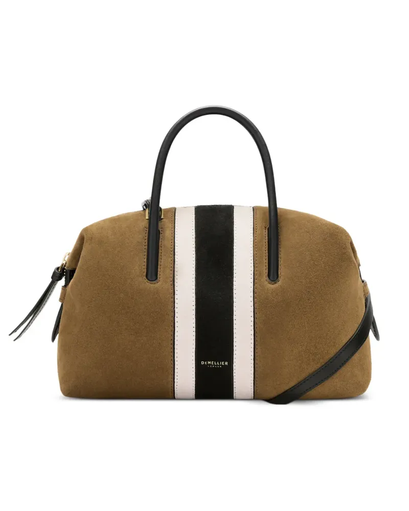 DeMELLIER Kleine Stockholm Tote Bag aus Intarsien-Wildleder - Braun Braun