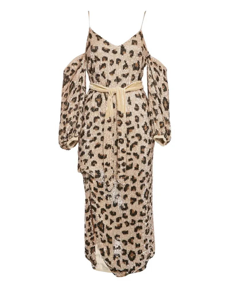 Retrofête leopard-print sequinned dress - Nude Nude