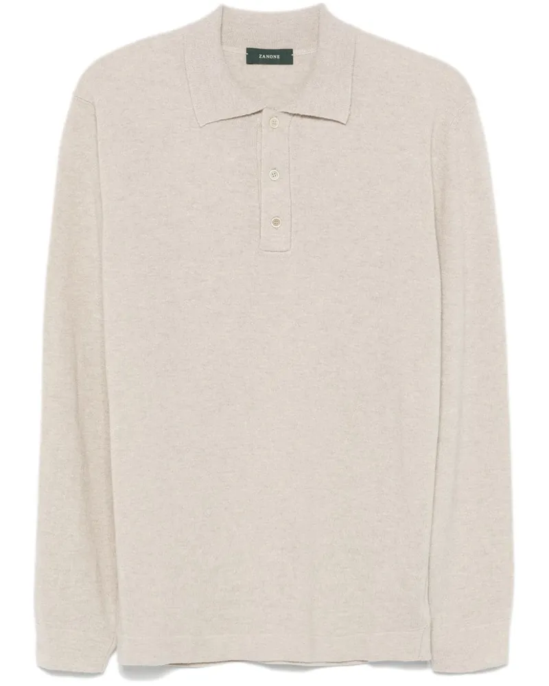 Zanone Poloshirt aus meliertem Strick - Nude Nude