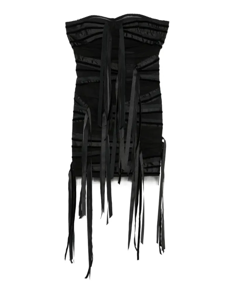 ATTICO fringed strapless mini dress - Schwarz Schwarz