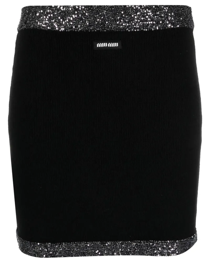 Miu Miu Intarsien-Minirock mit Pailletten - Schwarz Schwarz