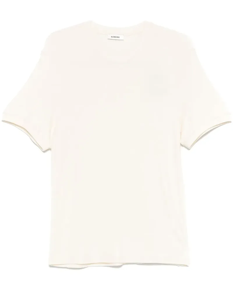 Sandro T-Shirt mit Rundhalsausschnitt - Weiß Weiß