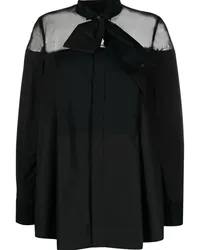 Sacai Hemd mit semi-transparenten Einsätzen Schwarz