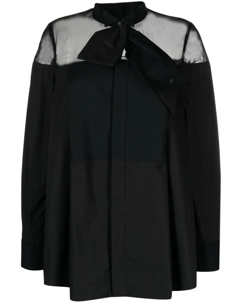 Sacai Hemd mit semi-transparenten Einsätzen Schwarz