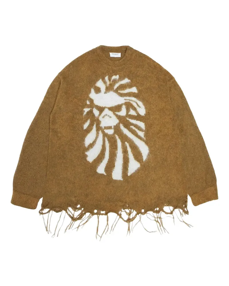 BAPE distressed-hem sweater - Nude Nude