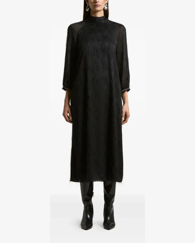 Peserico Midikleid mit Stehkragen - Schwarz Schwarz