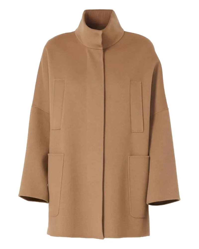 Max Mara Stehkragen-Mantel mit aufgesetzten Taschen - Braun Braun