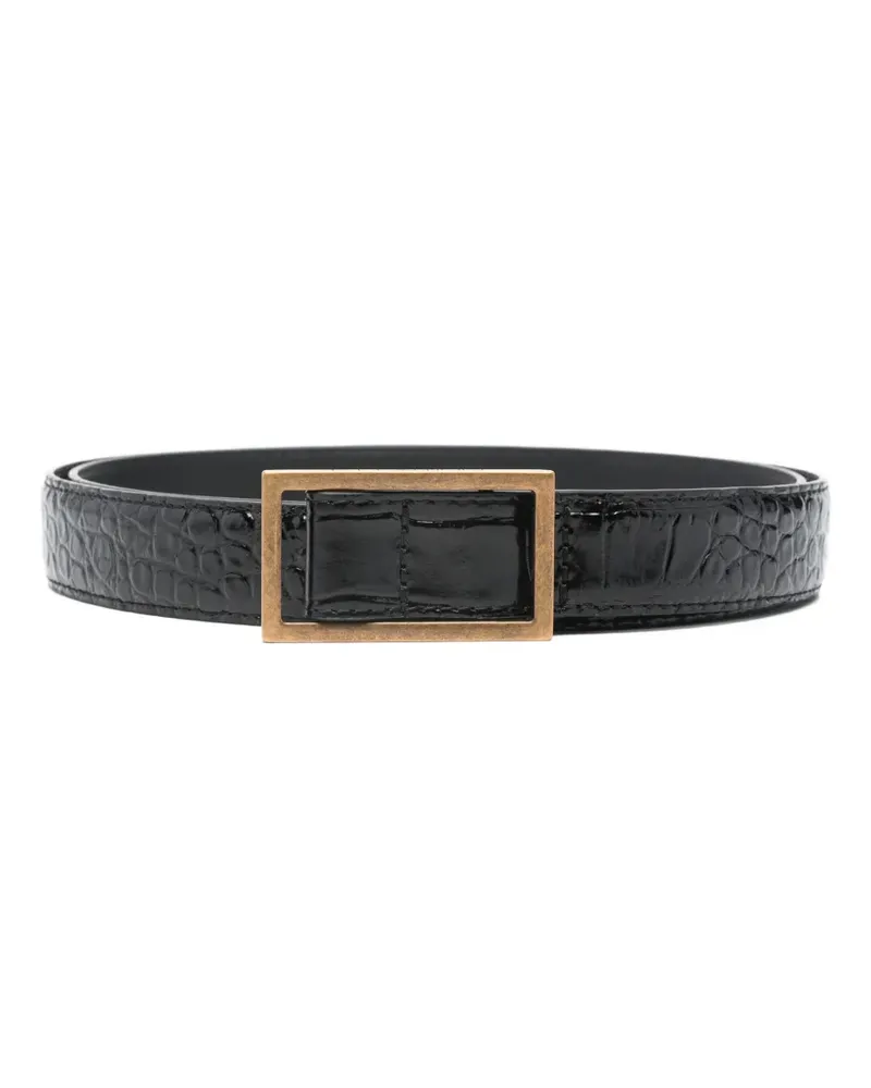 Emporio Armani crocodile-effect leather belt - Schwarz Schwarz