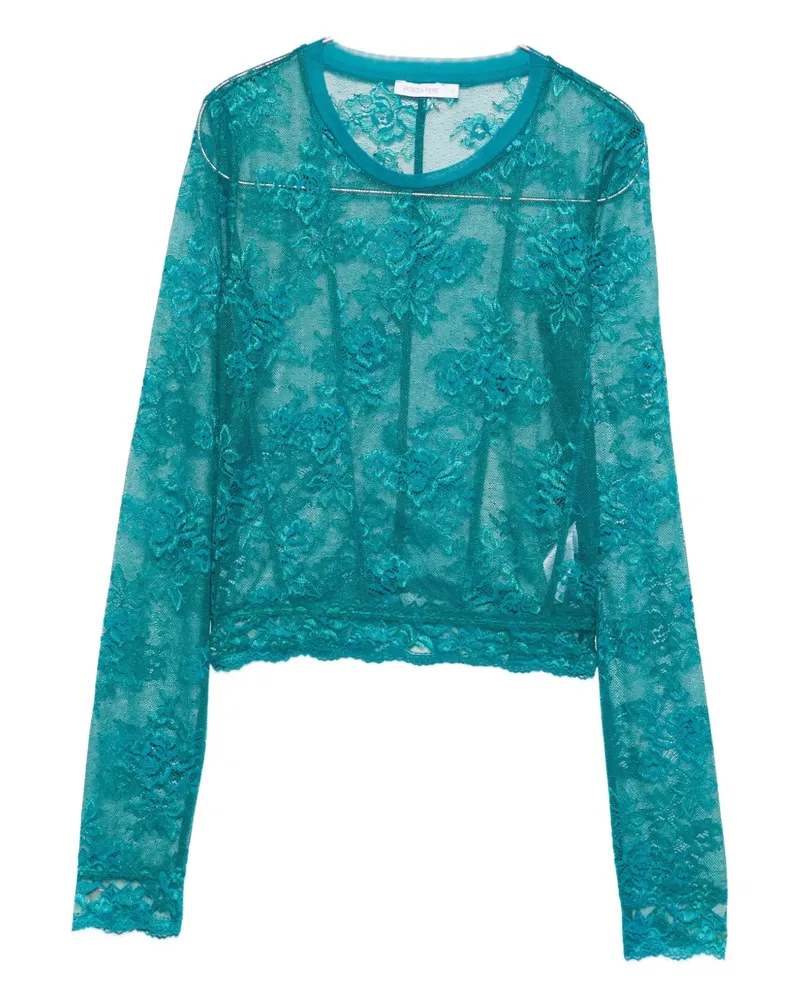 Patrizia Pepe Spitzenbluse mit gewelltem Saum - Grün Grün