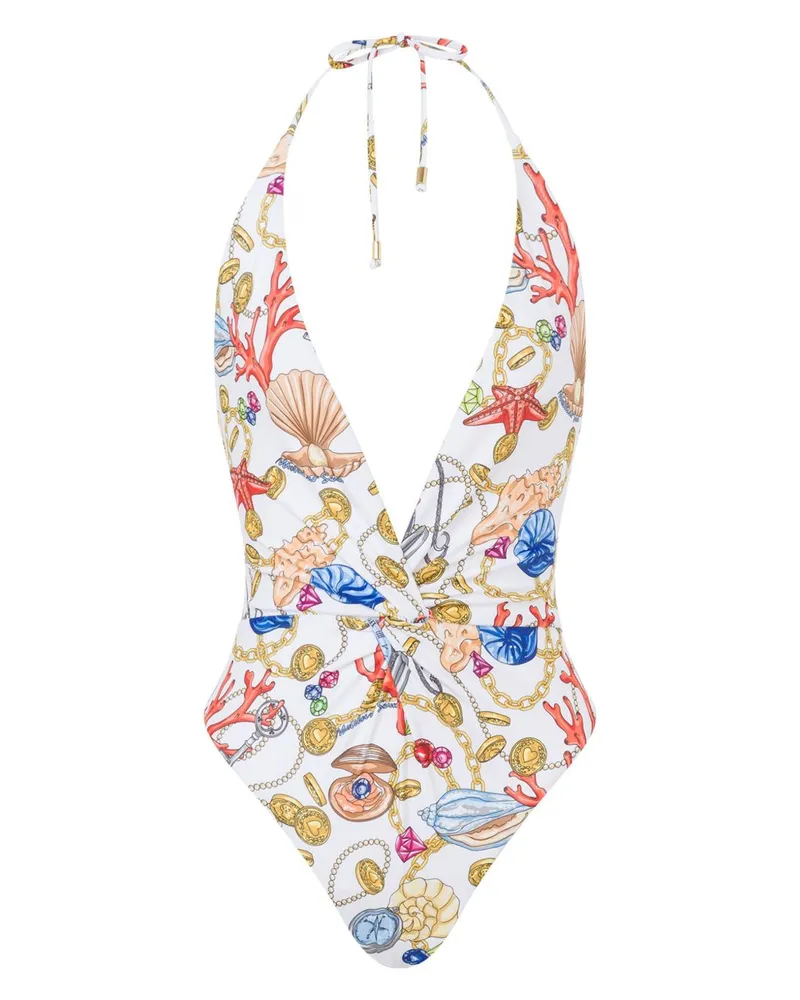 Moschino Badeanzug mit Muschel-Print - Weiß Weiß