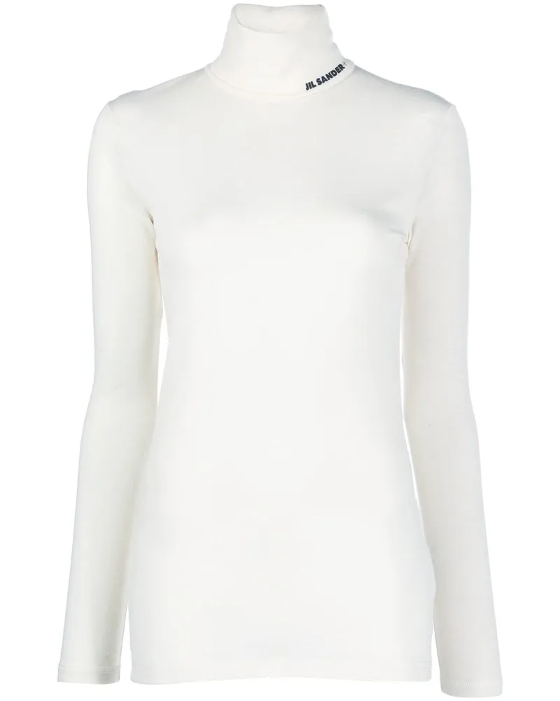 Jil Sander Rollkragenpullover mit Logo-Print - Weiß Weiß