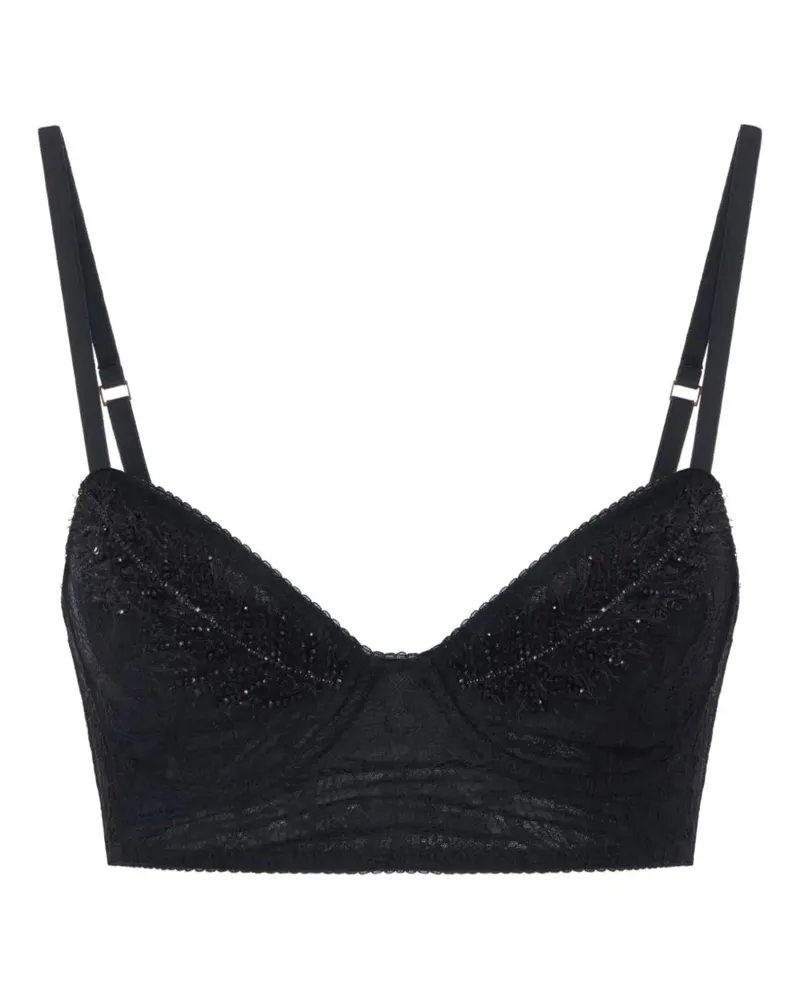 Elisabetta Franchi BH aus Spitze mit Federn-Stickerei - Schwarz Schwarz