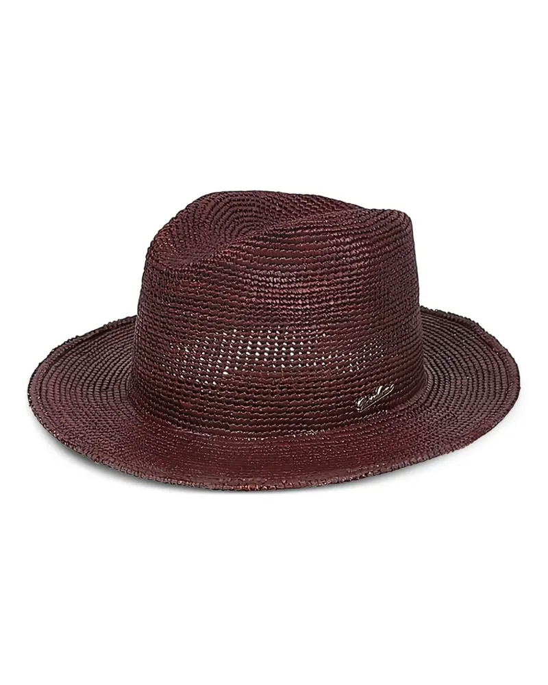 Borsalino Colchard Fedora mit gehäkeltem Detail - Braun Braun