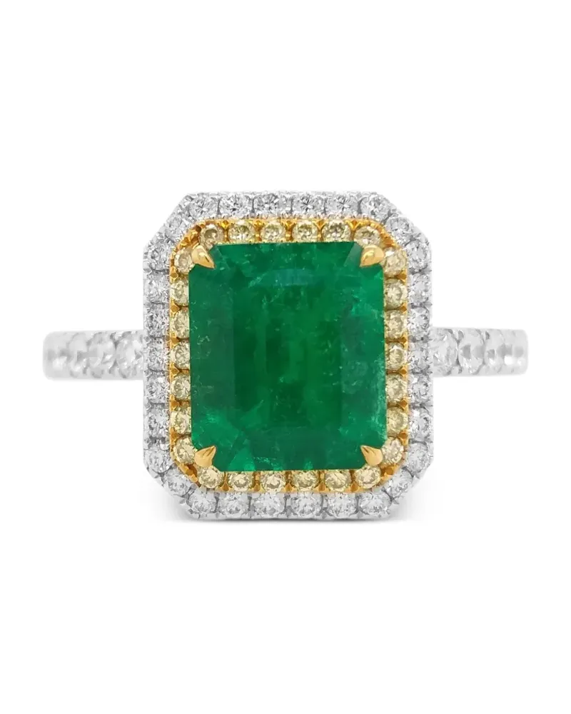 HYT Jewelry 18kt Weiß- und Gelbring mit Smaragd und Diamanten Weiß