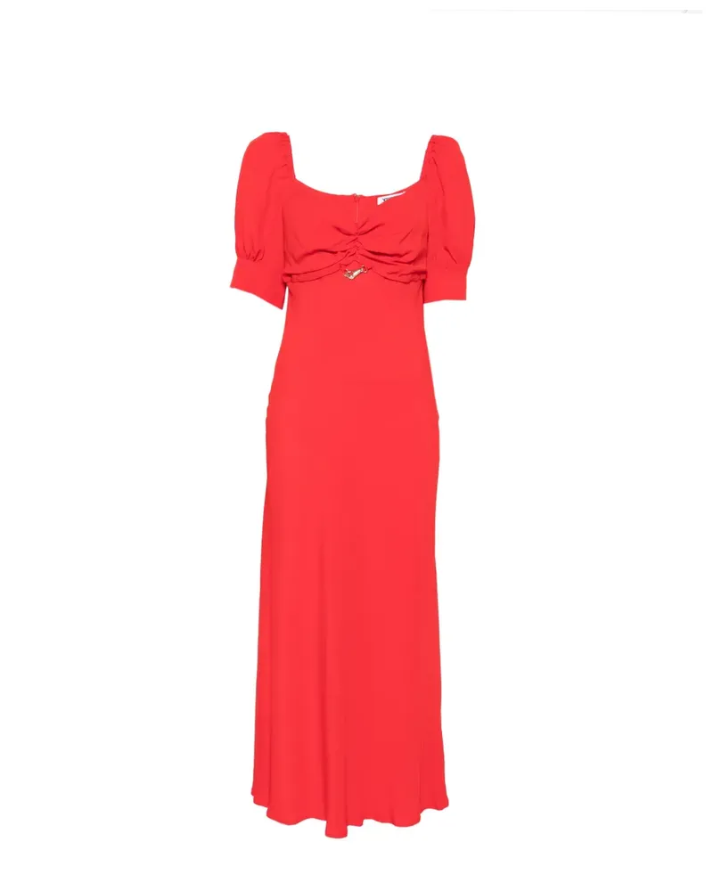 Vivetta gathered puff-sleeve midi dress - Rot Rot