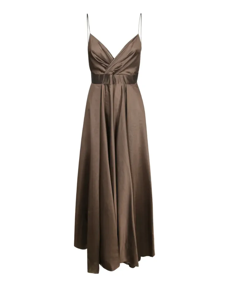 Blanca maxi bow-detail pleated-waist dress - Braun Braun