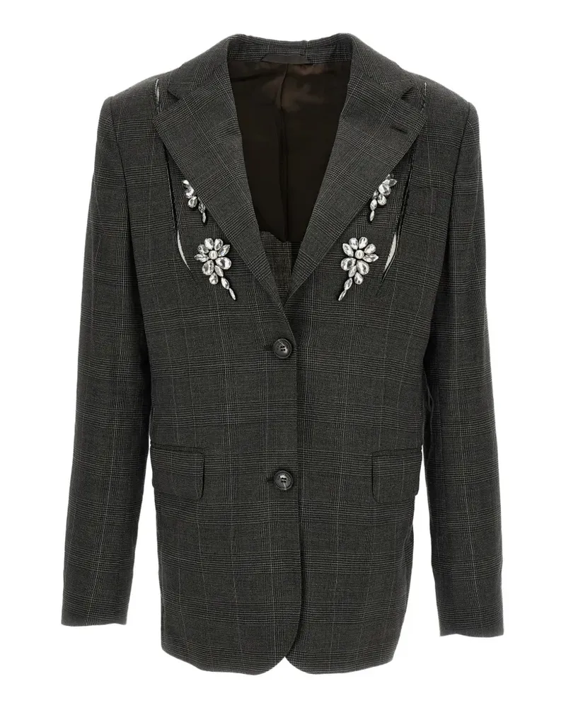 Simone Rocha embellished prince of wales check jacket - Grau Grau