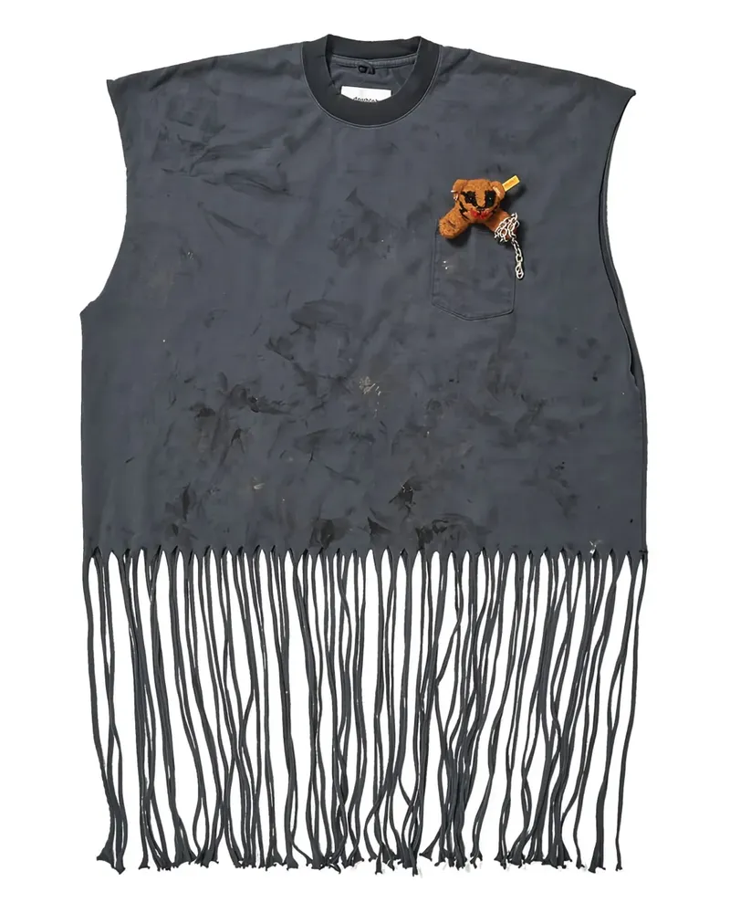 Doublet No Sleeve T-Shirt mit Fransen - Schwarz Schwarz