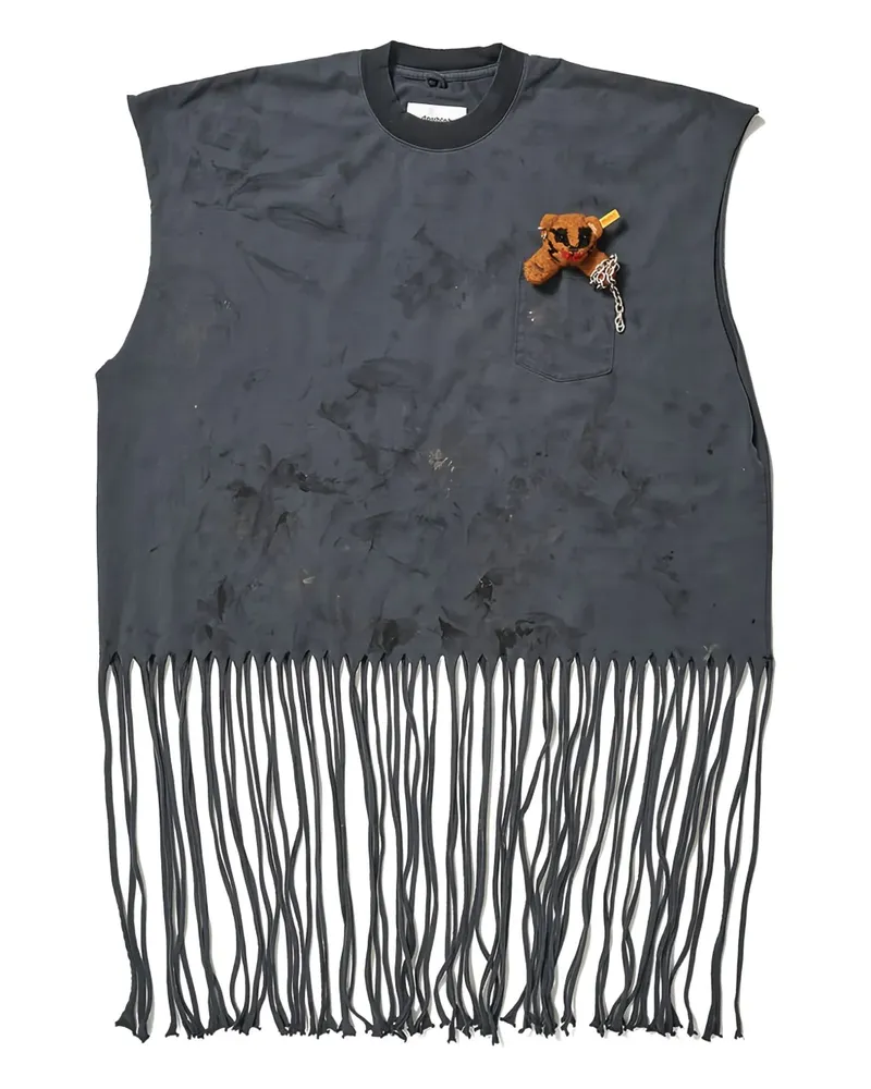 Doublet No Sleeve T-Shirt mit Fransen - Schwarz Schwarz