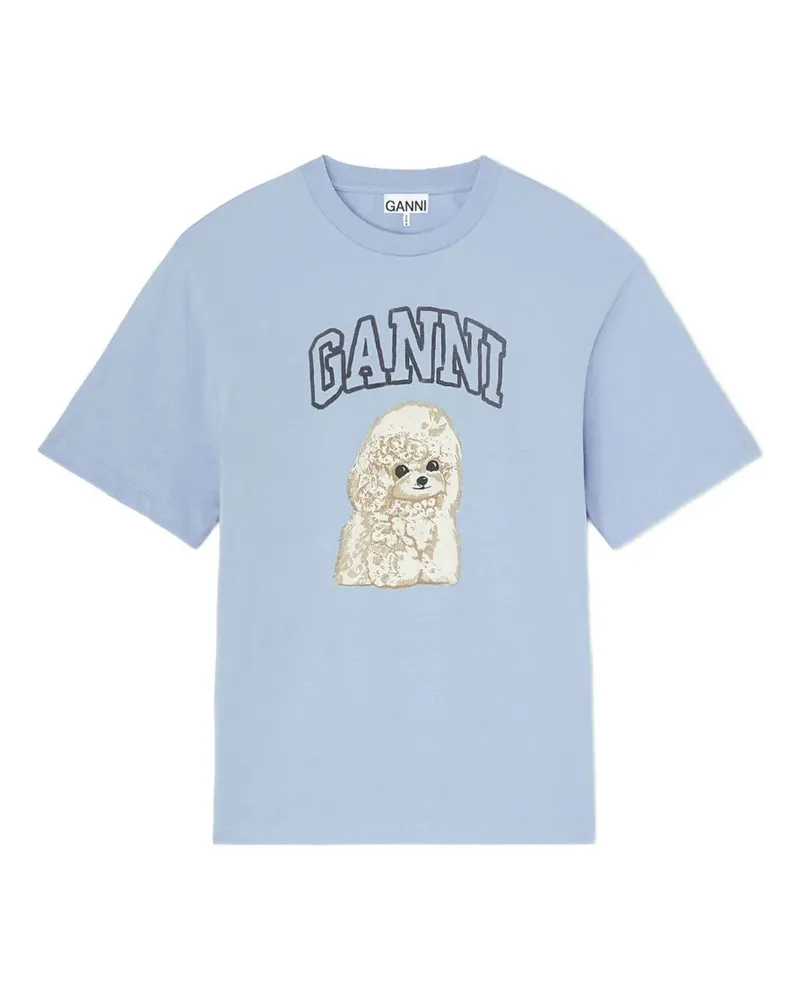 Ganni logo-print T-shirt - Blau Blau