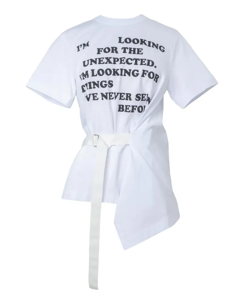 Sacai Asymmetrisches T-Shirt mit Gürtel - Weiß Weiß