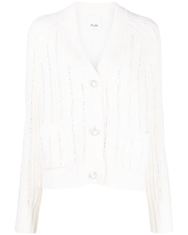 ALLUDE Cardigan mit Strass - Weiß Weiß