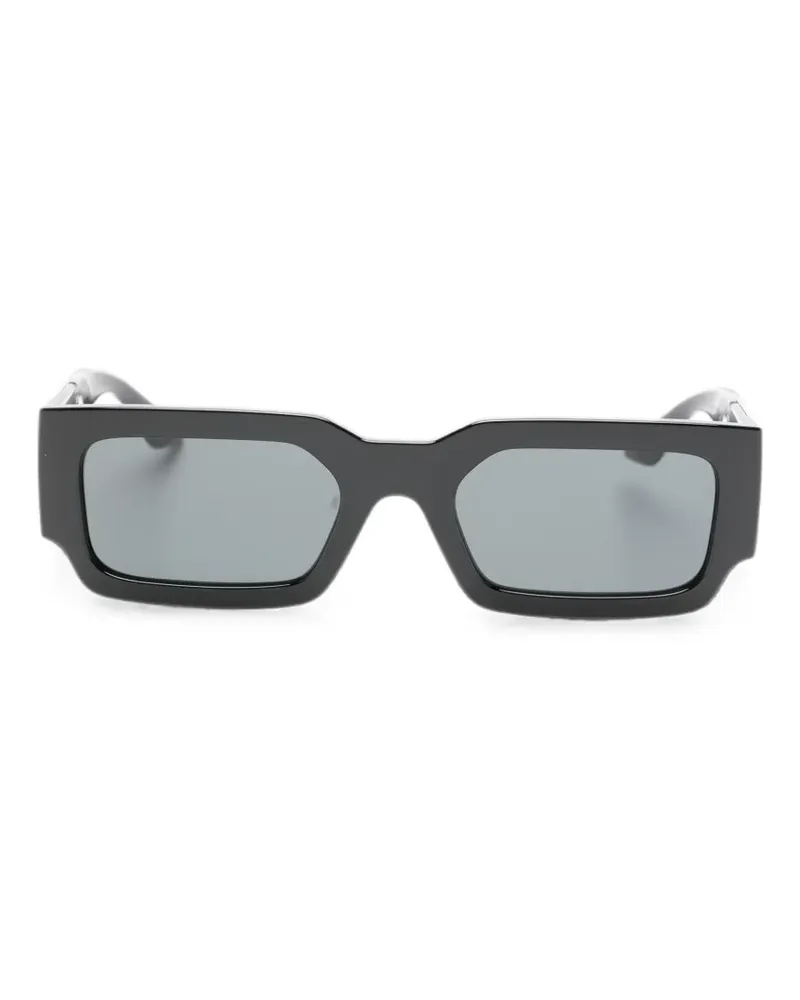 Versace Eckige Sonnenbrille mit Greca-Detail - Schwarz Schwarz