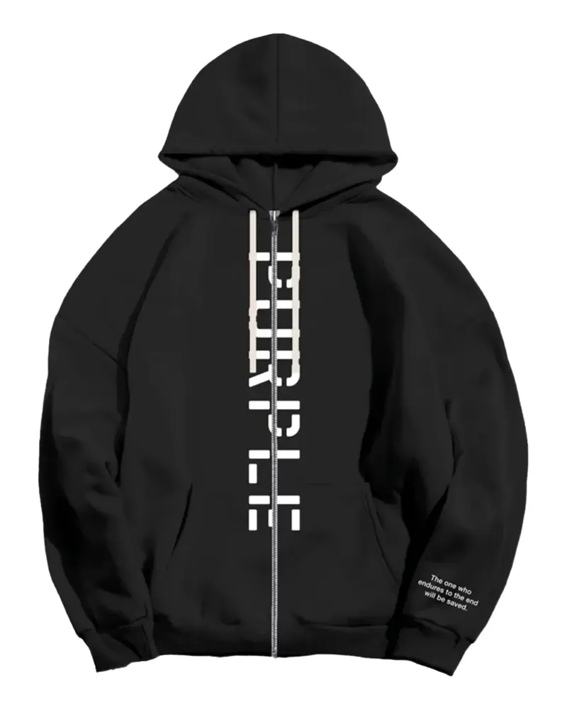 PURPLE BRAND Kapuzenjacke mit Logo - Schwarz Schwarz