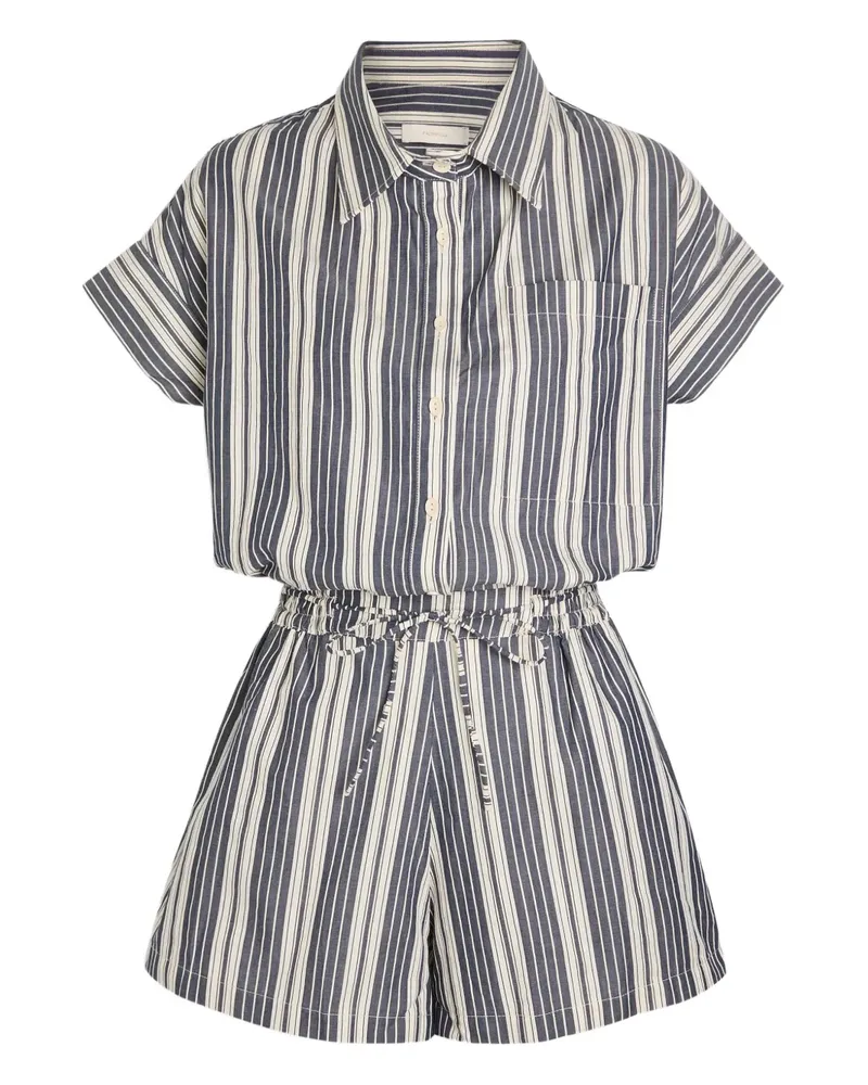 Faithfull The Brand Cyrene striped cotton playsuit - Blau Blau