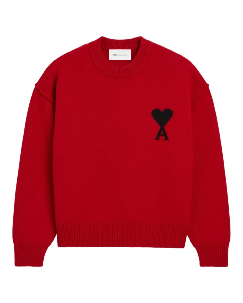 AMI Paris Ami de Coeur Wollpullover mit Rundhalsausschnitt - Rot Rot