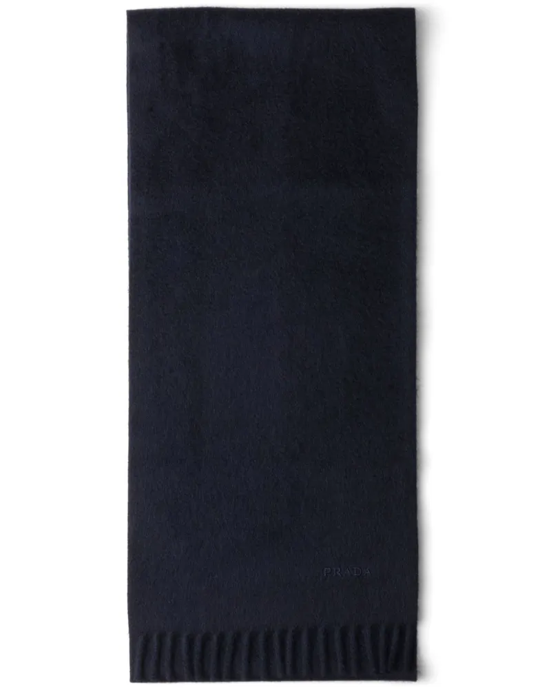 Prada Kaschmirschal mit Logo-Stickerei - Blau Blau