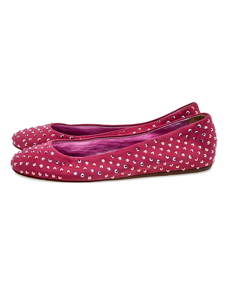 Le Silla crystal-embellished suede ballet flats - Rosa Rosa