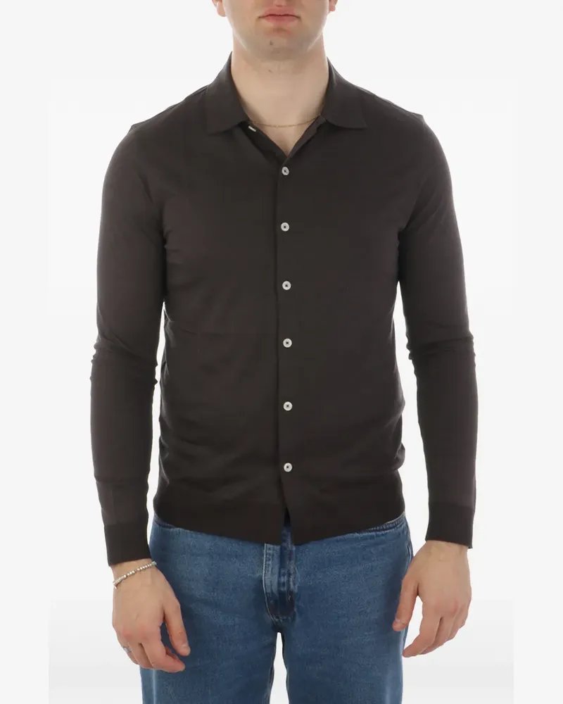 Altea Fein gestricktes Poloshirt - Braun Braun