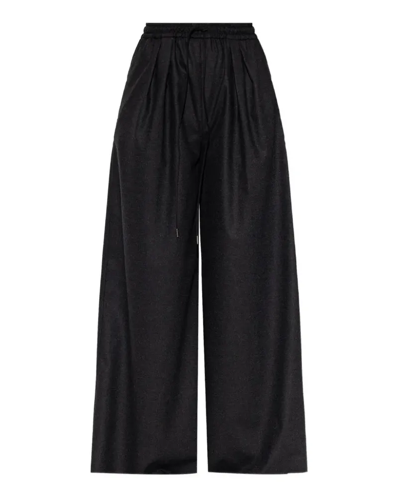Max Mara Weite Flanellhose aus Wolle - Dunkelgrau Grau