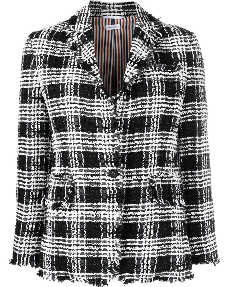 Thom Browne Tweed-Jacke mit Check - Schwarz Schwarz