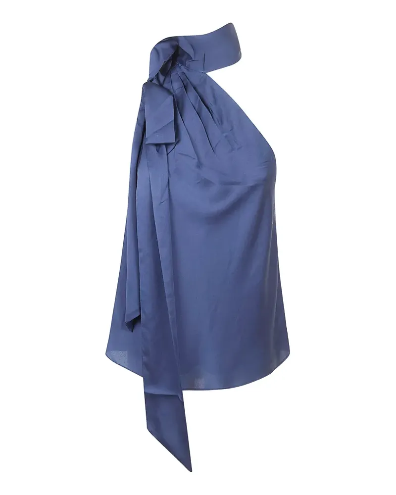 Ralph Lauren Charmeuse tie neck blouse - Blau Blau