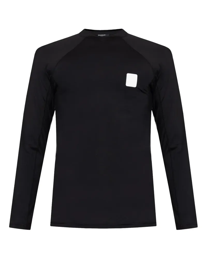 Balmain Badeoberteil mit Logo-Stickerei - Schwarz Schwarz