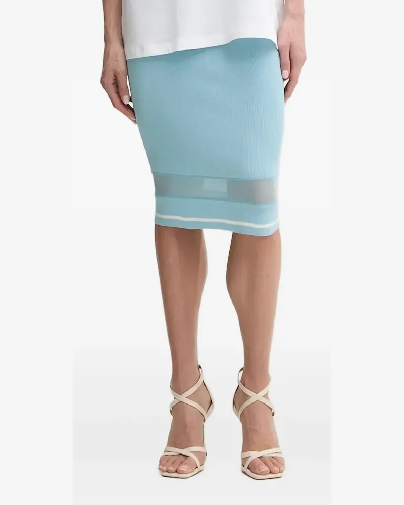 Liu Jo Gerippter Strickrock mit Mesh-Einsatz - Blau Blau