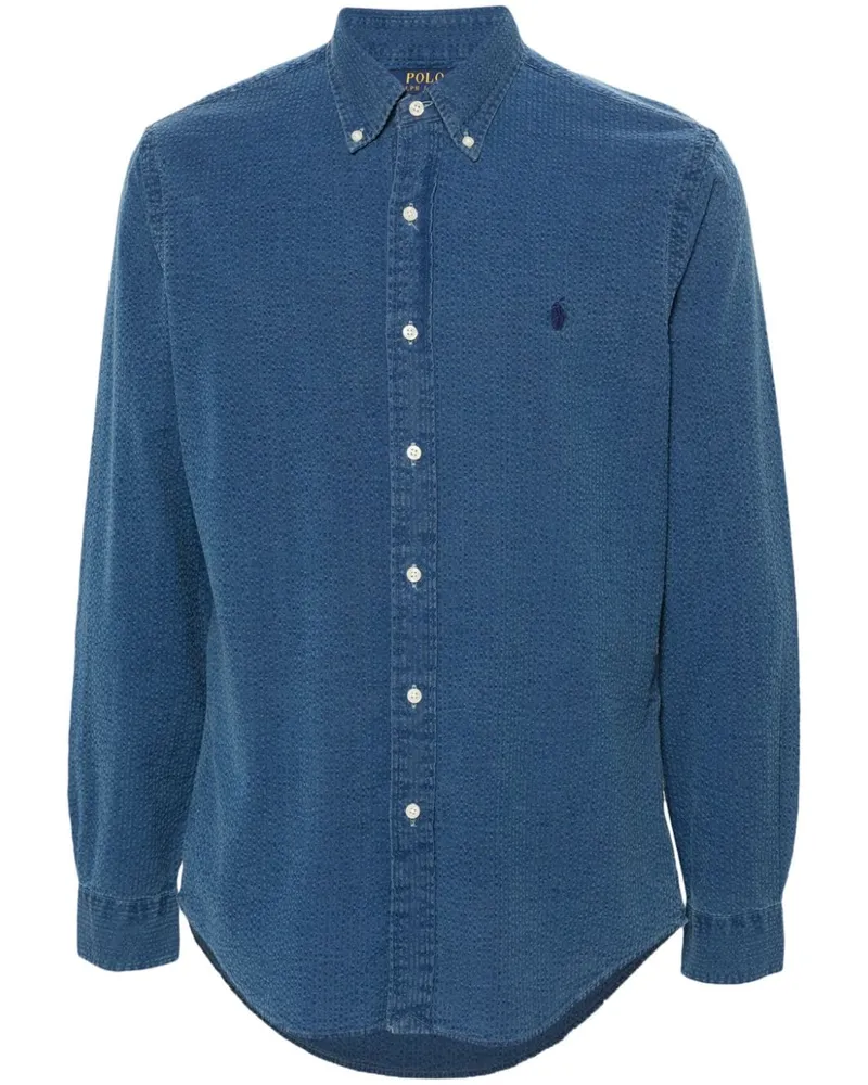 Ralph Lauren Seersucker-Hemd mit Polo Pony-Stickerei - Blau Blau