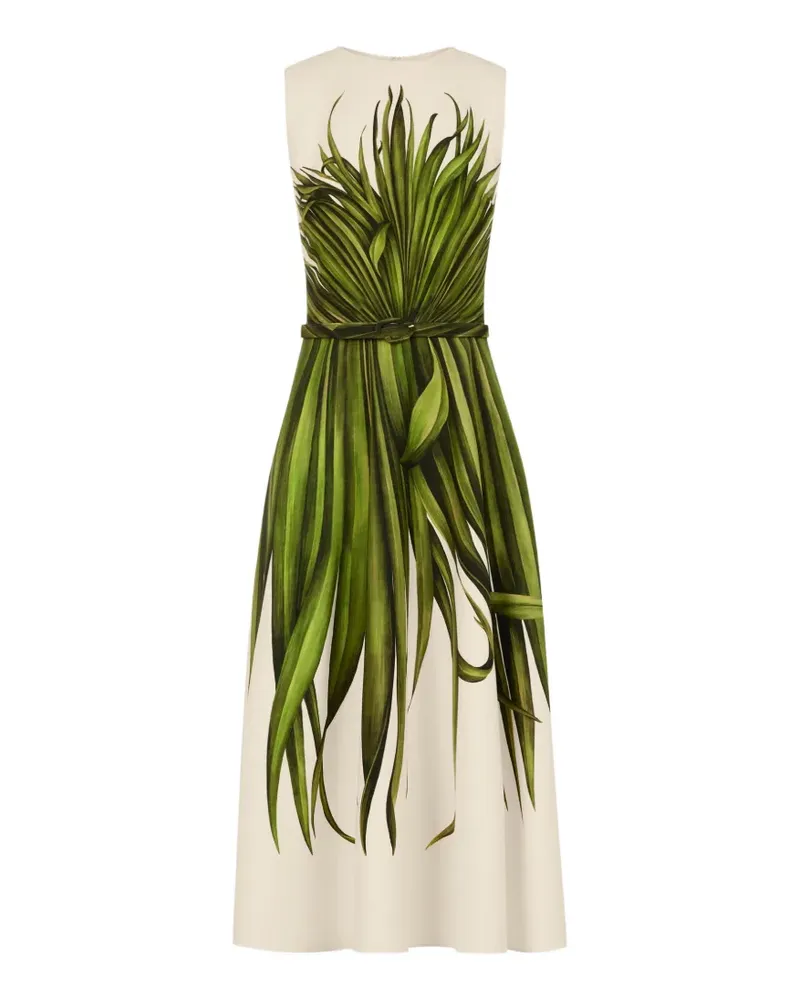 Oscar de la Renta Kleid aus Wollgemisch mit Palmblättern - Grün Grün