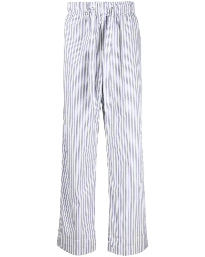 TEKLA Gestreifte Pyjama-Hose aus Bio-Baumwolle - Blau Blau