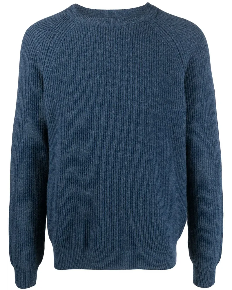 Boglioli Gerippter Kaschmirpullover Blau