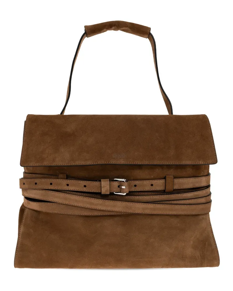 Moschino belted handle tote bag - Braun Braun