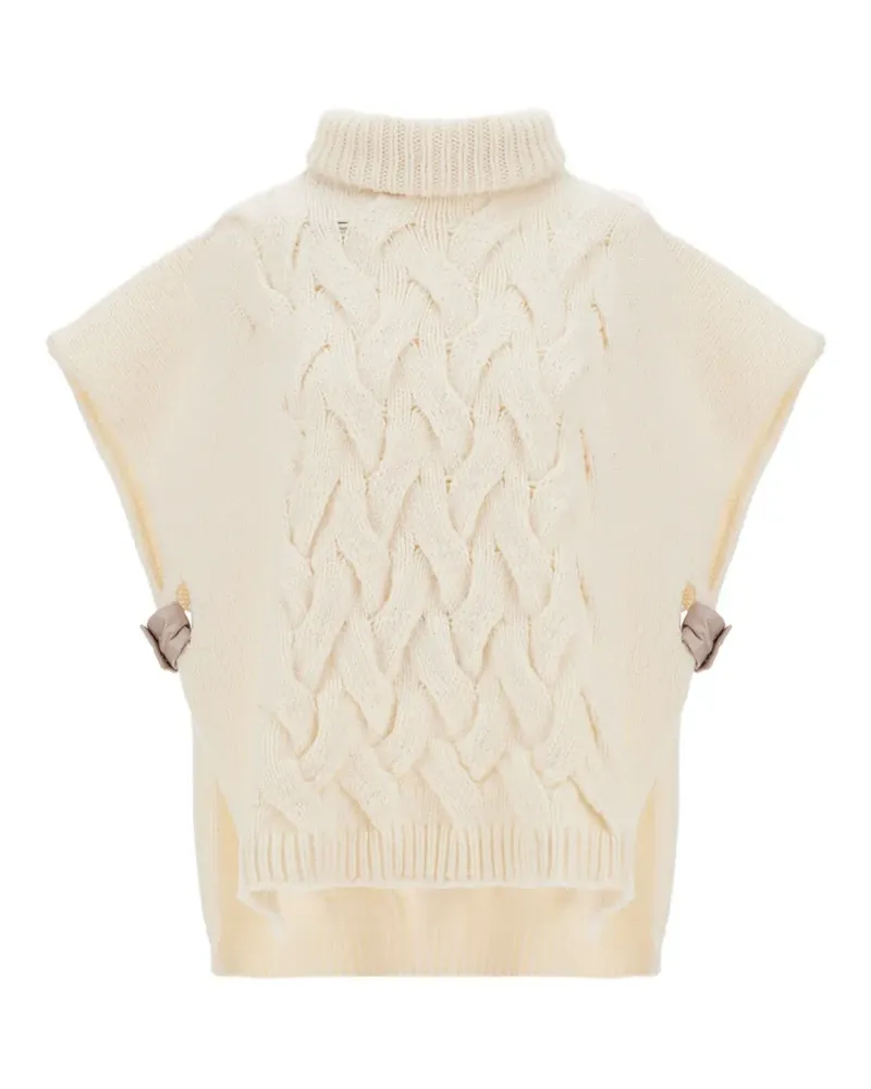 Herno Resort Rollkragen-Cape mit Zopfmuster - Weiß Weiß