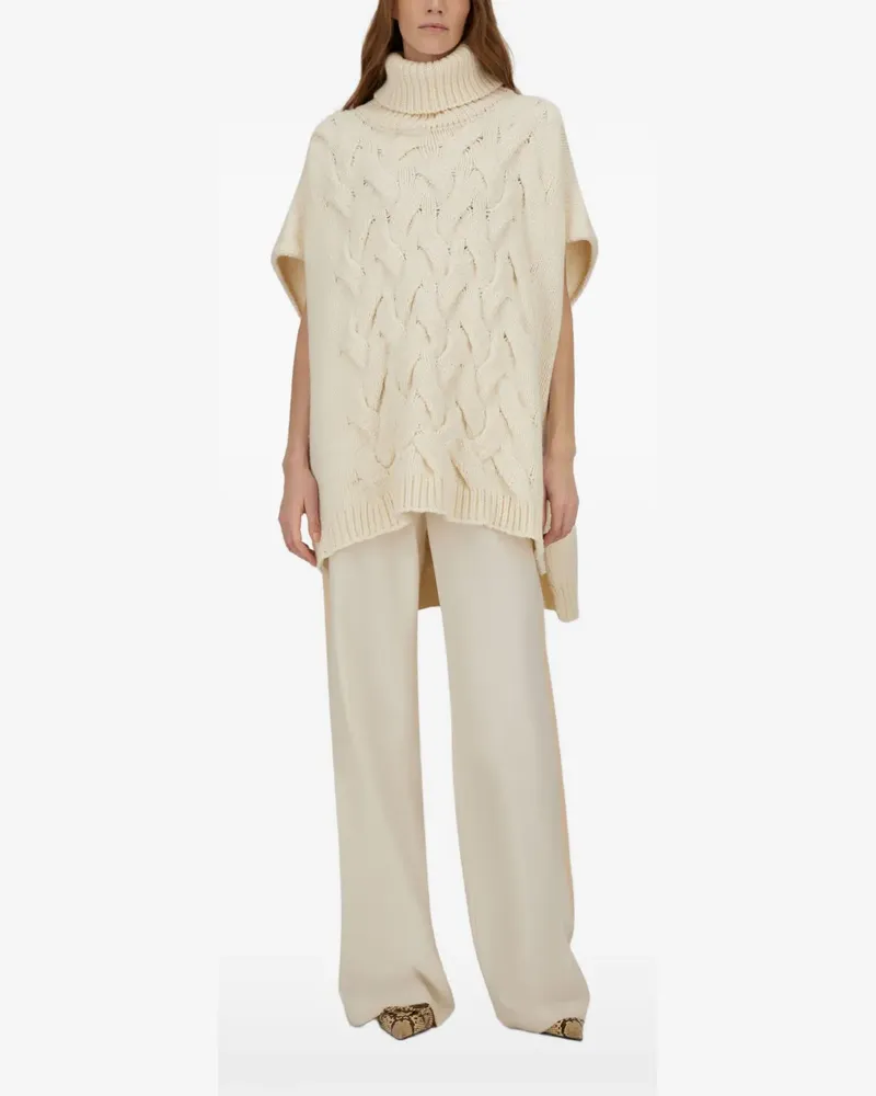 Herno Resort cable-knit turtleneck cape - Weiß Weiß