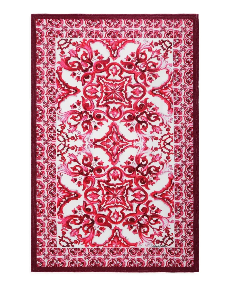 Dolce & Gabbana Strandtuch mit Majolica-Print - Weiß Weiß