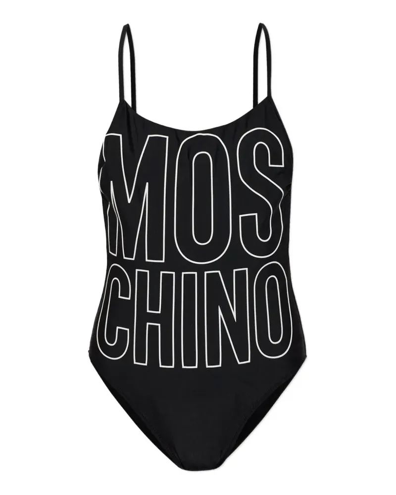 Moschino logo-print scoop-neck one-piece swimsuit - Schwarz Schwarz