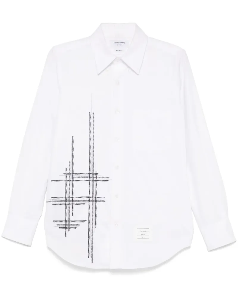 Thom Browne Hemd mit Steppstickerei - Weiß Weiß