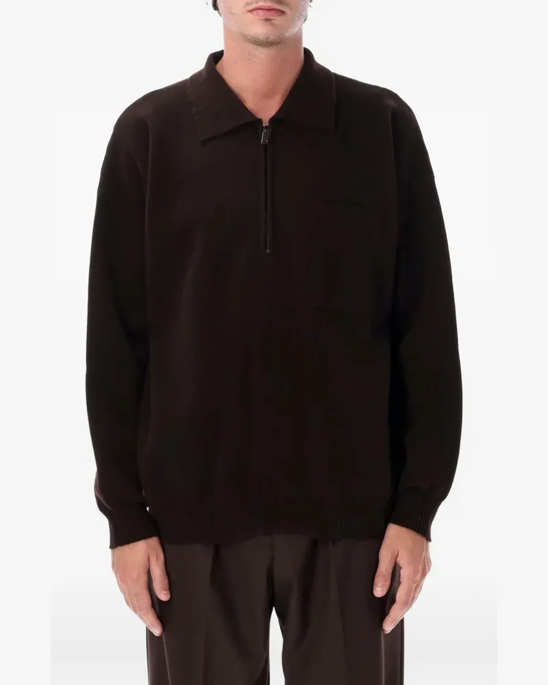 Roberto Collina quarter-zip chest-pocket sweater - Braun Braun